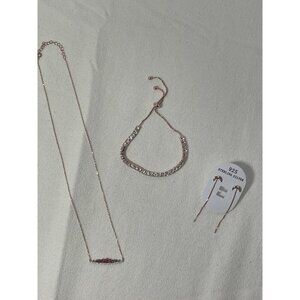 3-Piece 925 Sterling Silver Rose Gold Jewelry Set – Necklace, Earrings, Bracelet